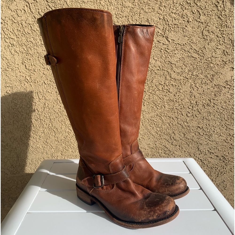 Liberty Black brown distressed all leather tall boots size 6